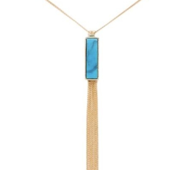 NEW BaubleBar Turquoise & Gold Tone Necklace - Picture 3 of 3